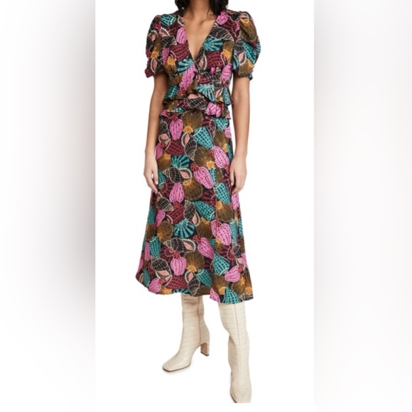 FARM Rio Shell Mix Midi Dress Small NWOT - Picture 3 of 6